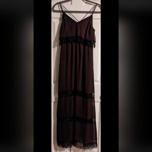 FINAL PRICE Purple Black Lace Trim Maxi Dress XS Sleeveless Festival Zara H&M